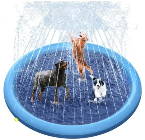 Foldable splash pad for dog pool, outdoor sprinkling play mat for dog pet, portable inflatable water toy, non-slip summer wading pool garden party 100CM