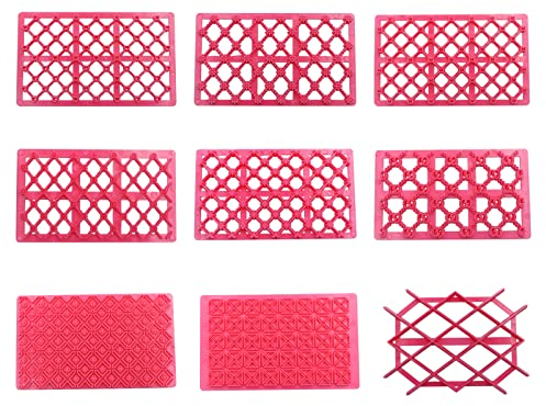 9 Stück Kunststoff Geprägtes Kuchen Mold DIY Prägematten für Fondant Prägen Cake Border Mat Fondant Kuchen Prägeform Einfach für Tortendeko Geprägtes Cupcakes Gebäck Tortendeko Kuchenumrandung(Rosa)