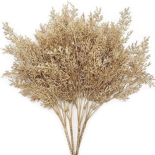 Künstlicher Zweig, goldenes Geweih, Kunstpflanzen, Kunststoff, Zweige, Kunstpflanze für Weihnachten, Party, Zuhause, Garten, Innen- und Außenbereich, Tischdekoration, Gold, 4 Stück