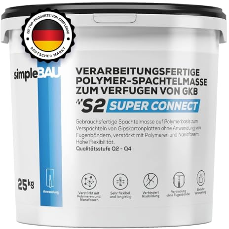 simpleBAU Spachtelmasse Weiß Innen 25kg Gipskarton Wand Schleifbar