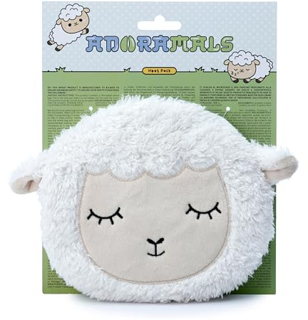 Puckator Adoramals Farm Sleepy Sheep Round Microwavable Plush Wheat & Lavender Heat Pack - Heating Pads Hot Heat and Ice Cold Cool Pack Packs Bag for Sport Injuries Knee Back Pain Bed Warmer Wellness