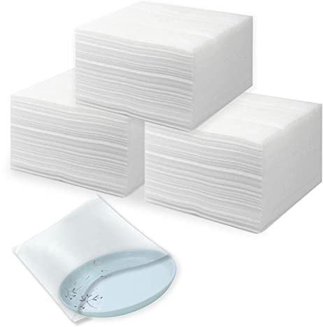 BluVast Verpackungsmaterial, 100 Stück Schaumstoff Beutel, Weiß, 300 x 300 x 1 mm, Umzug Verpackungsmaterial, Wiederverwendbar, Geeignet für Glas, Möbel, Keramik