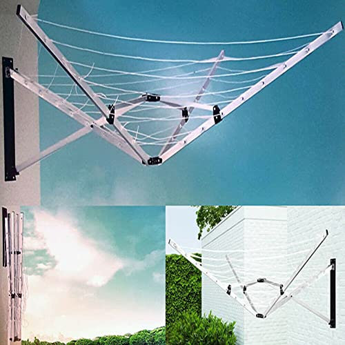 Night Zone 5 Arm Rotary Airer - 26m Washing Line, Wall Mounted, Folding Cloth Airer for Indoor & Outdoor - Aluminum Towel Hanger