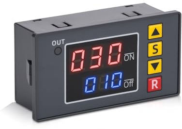 VOKTTA Digital Timer Relais Modul DC 12V 20A Zeitschaltuhr Relais Zyklisches Zeitverzögerungsrelais mit LCD Dual Display