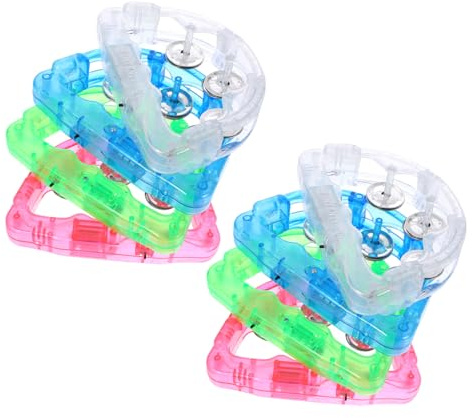 Milisten 8 Stück Lichter Percussion mit blinkendem Schütteln Hand Rassel Tamburine Spielzeug Schellen Glocke Licht für Erwachsene Kinder Cheering Glow Random Playthings Rhythmus Hochzeit Handheld