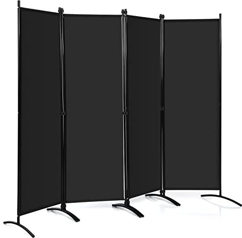 GIANTEX Raumteiler Trennwand Sichtschutz 4 teilig 220x173 cm Raumtrenner Paravent klappbar Spanische Wand freistehend mit Breiten Füßen Stellwand faltbar aus Stoff Blickdicht Privatschutz