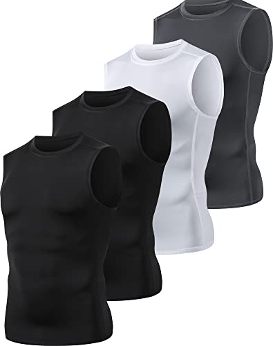 HOPLYNN 1/4er Pack Kompressionsshirt Herren Tank Tops Sport Ärmelloses Funktionsunterhemd Laufshirt für Training Gym