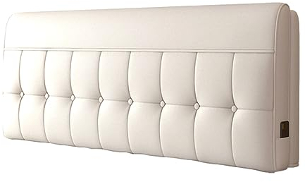 ZZYK Kopfteil Kissen Gepolstertes Lesekissen Wandkissen Bettrückwand Abwischbarer Knopf Nachttischkissen Abnehmbare Große Bettrückenlehne Mit Kopfteilbezug,Beige,74.8x23x2In