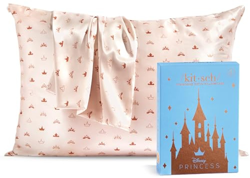 Disney x Kitsch Satin Pillowcase - Softer Than Silk, Cooling, Zipper Closure | Standard Size - Desert Crown, 1 Pack