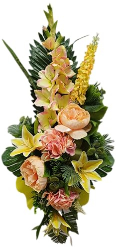 Ramo de Flores Artificiales para Cementerio de Tela Calidad Extra. Todos los Santos (Ranúnculos Salmón) Mod.125333