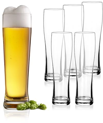 Spetebo Vaso de Cerveza de Trigo Transparente, Juego de 6 Vasos de Cerveza de 300 ml, 0,3 litros, Apto para lavavajillas, Vaso para Cerveza de Trigo, Cerveza de Trigo, Vaso de Cerveza de Trigo hefewe