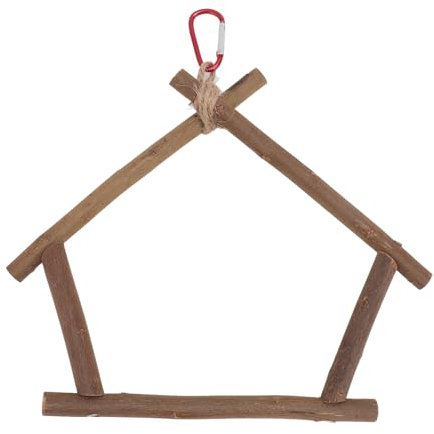 Pssopp Vogelschaukel-Sitzstange aus Holz, Kletterspielzeug für Wellensittiche, Nymphensittiche, Wellensittiche, Sittiche, Kanarienvögel, Verbessert die Gleichgewichtsfähigkeit,