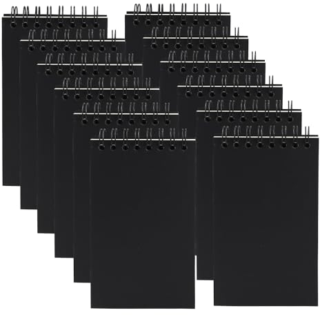 Aacehlh 12 Pack Pocket Notebooks, 3x5 Small Notepads, Mini Spiral Notebooks, 60 Sheets/120 Pages,Lined College Ruled Paper, Memo Pads for Home, Office, School or Travel (Black)