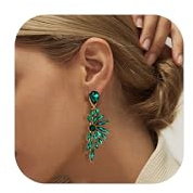 Adramata Boucles d'Oreilles Pendantes Grand Goutte Cristal Pendentif Forme Aile Strass Mariage Femme Fantaisie,1