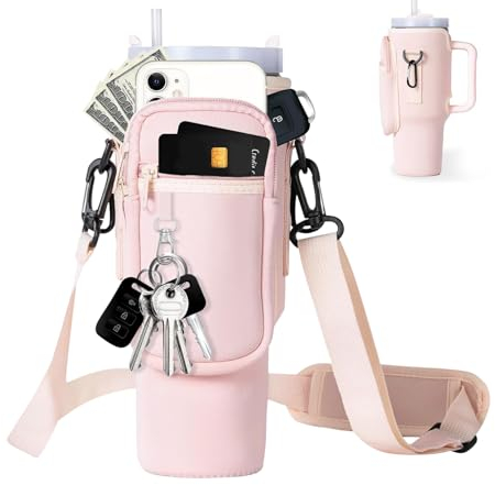 Jenshhch Wasserflaschentasche für Stanley, Becherhalter zum Umhängen Zubehör für Stanley Cup Trinkflasche Tasche für Stanley Flaschentasche zum Umhängen für Stanley Cup Stanley Cup Tasche (Rosa)