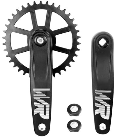 WEEROCK Mountain Bike Crankset 1 Piece/Single 38T Charing Crank Set with 170mm Arm for Bicycle MTB, Compatible with Single Speed Bicycle and 6/7/8/9/10/11 MTB Speeds Bike