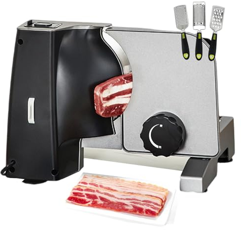 forplubossmmp Máquina Cortadora De Carne - Rebanadora De Carne De Acero Inoxidable con Grosor Ajustable (0-15 Mm) - Rebanadora Eléctrica De Alimentos para Fiambres para Corte Comercial De Carne