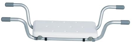 PHARMEDIS Badewannensitz Senioren - Ausziehbares Badewannenbrett zum Sitzen - Stabiler Badehocker für Ältere - Weißes Sitzbrett Badewanne - Aluminium Plastik Wannensitz Bath Chair