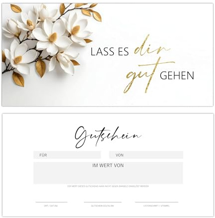 Eummel 40 Blanko Gutscheine zum selber Ausfüllen | Premium Druck | Kosmetik Massage Wellness Fußpflege Gutscheinvorlage Gutscheinkarte Geschenkgutschein