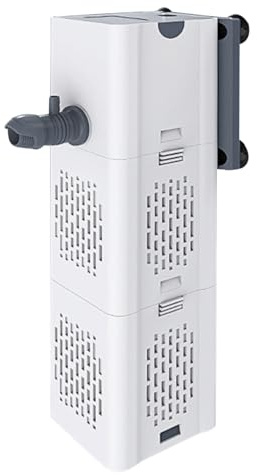 YUYTE Aquarium Filter, 4in1 Aquarium Innenfilter für Garnelen, Goldfische, Rutschfester Saugnapf, Einstellbarer Luftstrom，500-1800L/H Aquarien Filterfür Süß- oder Brackwasser(15W