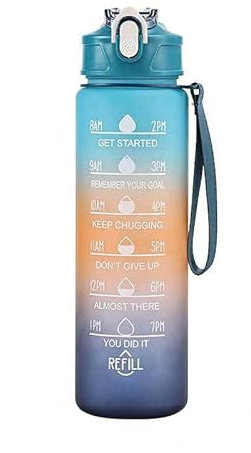 Xingdianfu Borraccia da 800 ml con cannuccia, borraccia sportiva a prova di perdite, con indicatore del tempo, borraccia sportiva per fitness, scuola, yoga, attività all'aperto (blu)