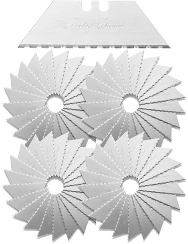 Bates- Utility Knife Blades, Serrated Edge, 100 Pack, Carbon Steel, Silver, Standard Size Replacement Blades for Box Cutter, Utility Knife Refills