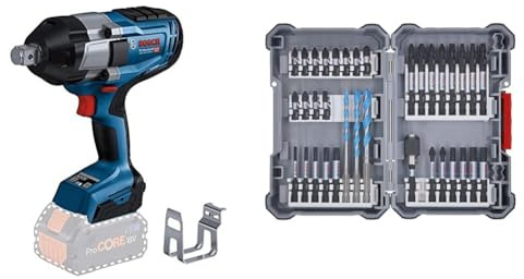 Bosch Professional 18V System BITURBO Akku Drehschlagschrauber GDS 18V-1050 H (ohne Akku/ Ladegerät) + 35x PRO Impact Mixed Set, Amazon Exclusiv, 35-tlg. (für Beton, Weiche Fliesen, 108 x 168 mm)