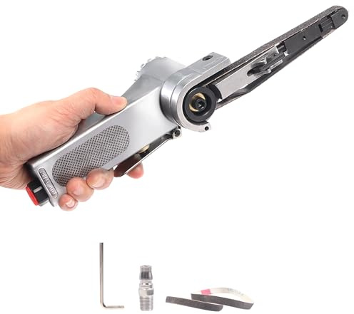 HARDZTOOL 16000RPM Pneumatischer Bandschleifer, 180° Einstellbarer Winkel Druckluft Bandschleifer, Schleifmaschine Pneumatische Polierwerkzeug (10 * 330mm)