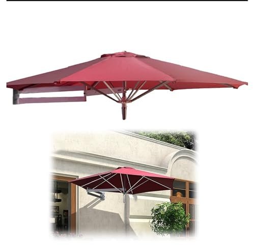 YAVVAY Aluminum Alloy Wall-mounted Parasol, Folding Telescopic Sun Umbrella, Tilt Sun Shelter, For Outdoor Villa Courtyard Rooftop, UV Protection, Waterproof(White)