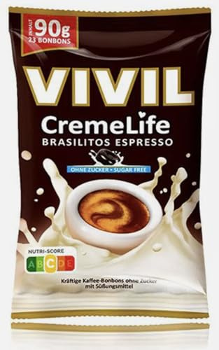 BRASILITOS ESPRESSO CremeLife - Bonbons au goût intense de café sans sucre - Compatible avec Vivil - 90g