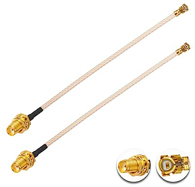 Vecys 2 Pezzi U.F.L1 a SMA Femmina Cavo Coassiale a Bassa Perdita 8 /20CM U.F.L1 RG178 Cavo Coassiale RF a Spirale per Router Wireless Mini PCIE Schede di Rete PCI Wi-Fi WAN Repeater