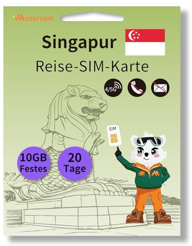 Prepaid-SIM-Karte für Singapur, 10 GB Festnetzdaten für 20 Tage – schnelles 5G/4G LTE – Keine Verträge, Keine Roaming-Gebühren – perfekt für Touristen und Reisende