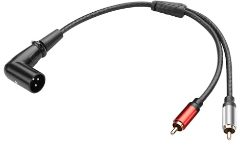 JSADZKJ Symmetrisches XLR-zu-2RCA-Audiokabel,3-poliges XLR-zu-Dual-RCA-Kabel,vergoldetes 2RCA-Männlich-zu-XLR-Männlich-Mikrofonkabel für Mischpult,Verstärker (Aufwärts-/Abwärtswinkel)