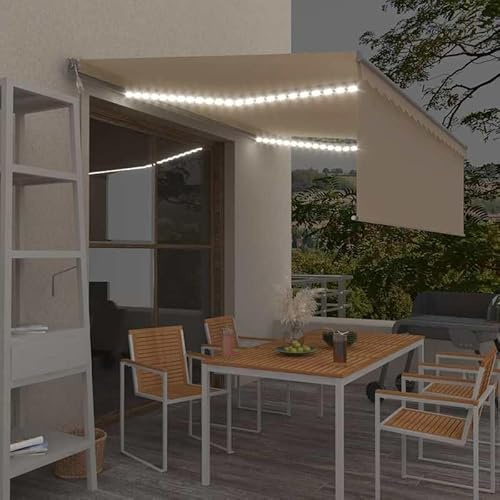 Automatische Markise 4x3 m mit und Windsensor - Pulverbeschichtetes Aluminium, 100% Polyestergewebe mit PU-Beschichtung - Perfekter Sonnen- und Windschutz für Terrasse und Garten