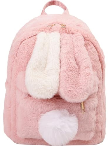 HiyyFloy Bonita Mochila con Orejas De Conejo De Peluche para Adolescentes, Bolso De Hombro Kawaii, Bolso De Mano, Bolso Escolar, Cartera.