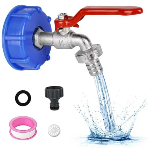 XCWTBL 1/2 Leakproof Brass IBC Tank Fittings IBC Tank Adapter IBC Tank Valve for S60x6 Water Storage Tank Tap Tank Garden Hose Connector Replace Valve Fitting Parts