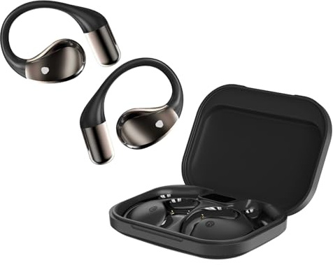 Écouteurs Bluetooth sans Fil, Casque Bluetooth V6.0 HiFi Stéréo avec ENC Réduction Antibruit Mic, 40 Heures Ecouteurs Bluetooth Open Ear Contrôle Tactile, IPX7 Étanche Casque Sport pour fitness, Noir