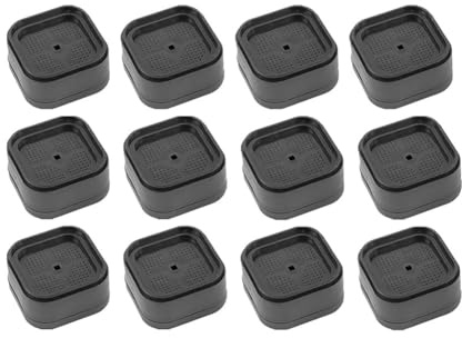 Homeponnew 12 alzate per mobili, resistenti e regolabili per divani, sedie, scrivanie, 7 x 7 x 3,5 cm, nero, impilabili con punti antiscivolo, compatibili con gambe girevoli