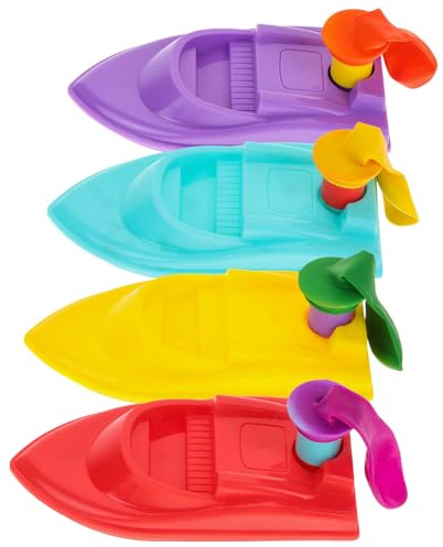 Gogogmee Set 4 Barche a Rinculo Palloncino Fai da Te per Giocattolo Scientifico Educativo in Plastica Colorata Kit Esperimento Manuale per Apprendimento Creativo e Colore Colore Casuale