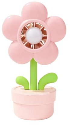 Ventilador Portátil De Mano Soplador De De 3 Velocidades | Ventilador de escritorio en forma de maceta, USB, ajustable, lindo, luz nocturna para Niños, Adultos, Estudiantes, Camping,