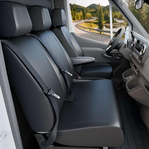 WALSER Passform Auto-Sitzbezug, Transporter-Schonbezug Kunstleder kompatibel mit VW T5, 3er Bankbezug