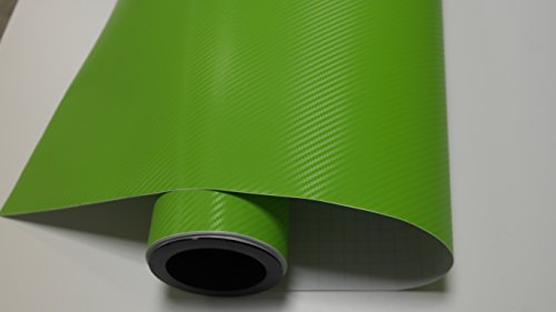 Könighaus (4,17/m2) Grün 3D Carbon Autofolie 3000 x 152 cm mit Luftkanälen + Gratis Rakel inkl. Anleitung (ganze Rolle)