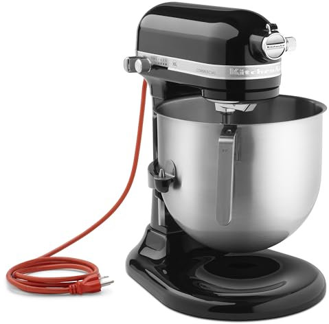 KitchenAid KSM8990OB Mezclador comercial de encimera de 8 cuartos de galón, 10 velocidades, accionado por engranajes, negro ónix