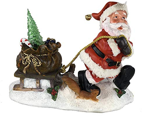 GMMH XXL Weihnachten Figur 29 cm Hoch mit LED, Leuchtend (36209) Weihnachtsdeko Gartendeko Gartenfigur Nikolaus Figur Weihnachtsmänner Gartenzwerg Zwerg (Rot)