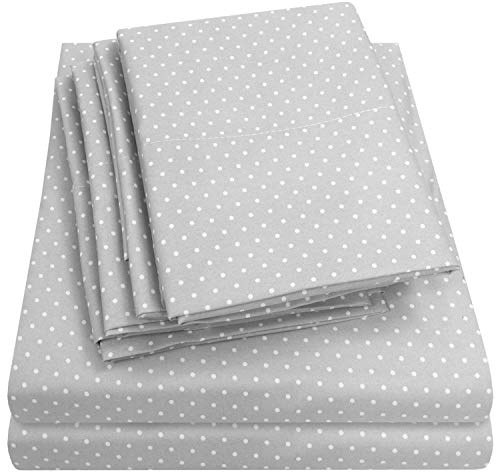 King Size Bed Sheets - 6 Piece 1500 Supreme Collection Fine Brushed Microfiber Deep Pocket King Sheet Set Bedding - 2 Extra Pillow Cases, Great Value, King, Dot Gray