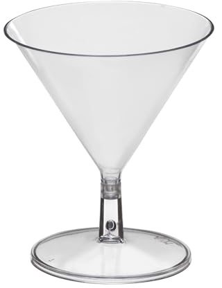 Party Essentials Miniware Disposable 2 oz. Small Plastic Mini Martini Appetizer and Dessert Cups/Cocktail Sample Tasting Drinkware, Clear, Glasses Only, 12-Count