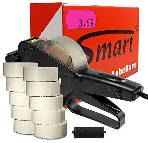 HUTNER Preisauszeichner Set Smart 6 inkl. 15.000 Preisetiketten 26x12 - leucht-pink permanent + 1 Farbrolle | Preisauszeichnungsgerät