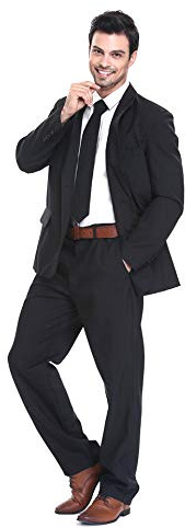 YOU LOOK UGLY TODAY Mens Party Suit Solid Color Jacket Costume Leisure Suit for Holiday Party with Tie & Pants (Black XL)