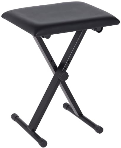 HOMCOM Sgabello piano pieghevole, panca pianoforte regolabile in altezza da 37 a 47 cm, seduta imbottita in PU e gambe in metallo antiscivolo, carico 100 kg, nero