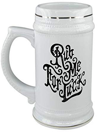 bubbleshirt Boccale da birra Rub me for luck - in ceramica - capienza 50 cl - idea regalo